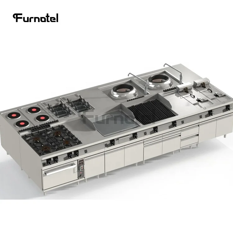 Hotels Restaurant Kitchen Machines Furnotel Luxe Series Cooking Range Multifunctional Kitchen Equipment for Sale