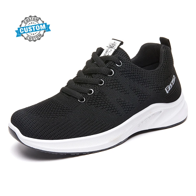 Custom OEM    Lightweight Casual Sneakers Flat Fashion Trend Breathable Soft Sole Ladies Sports Running Shoes