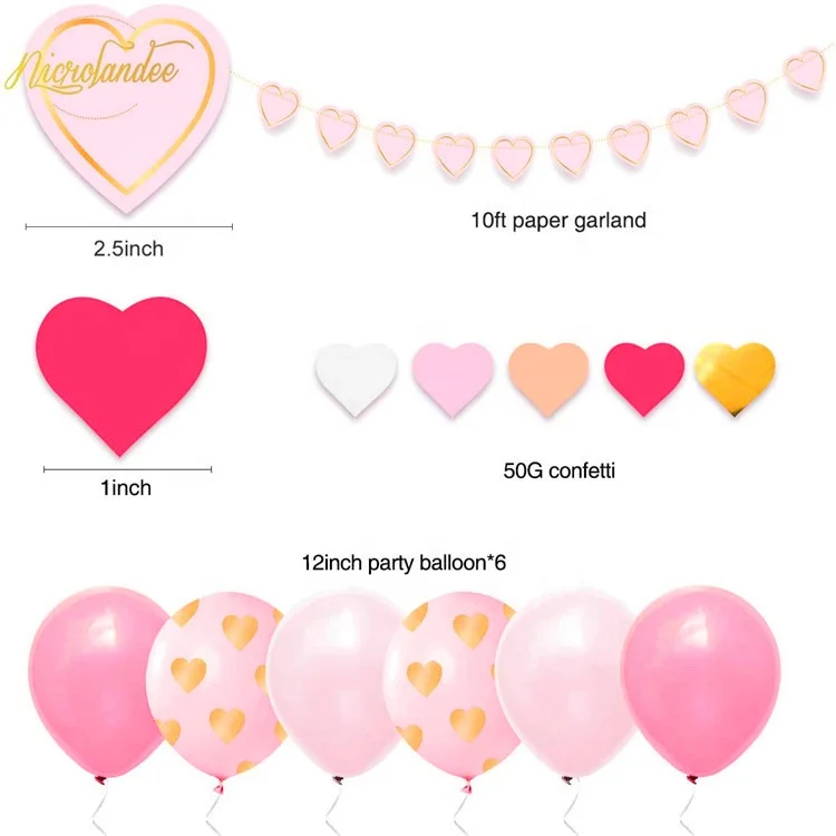 Umiss Bridal Shower Decorations Set, Rose Gold Tinsel Fringe Curtain Party Balloon Pink Gold Paper Fans for Wedding Love Party