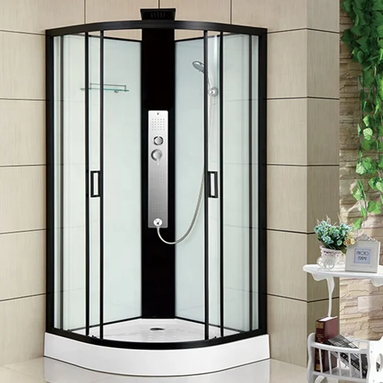 Bathroom China luxury black aluminium profile 90x90 bath steam cubicle shower room cabin with sliding door