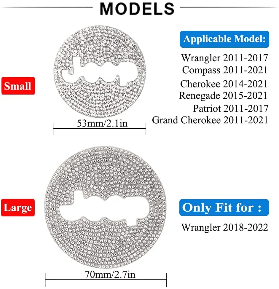 Bling Crystal Car Accessories Set Steering Wheel Sticker Cover Trim for Jeep Wrangler JK