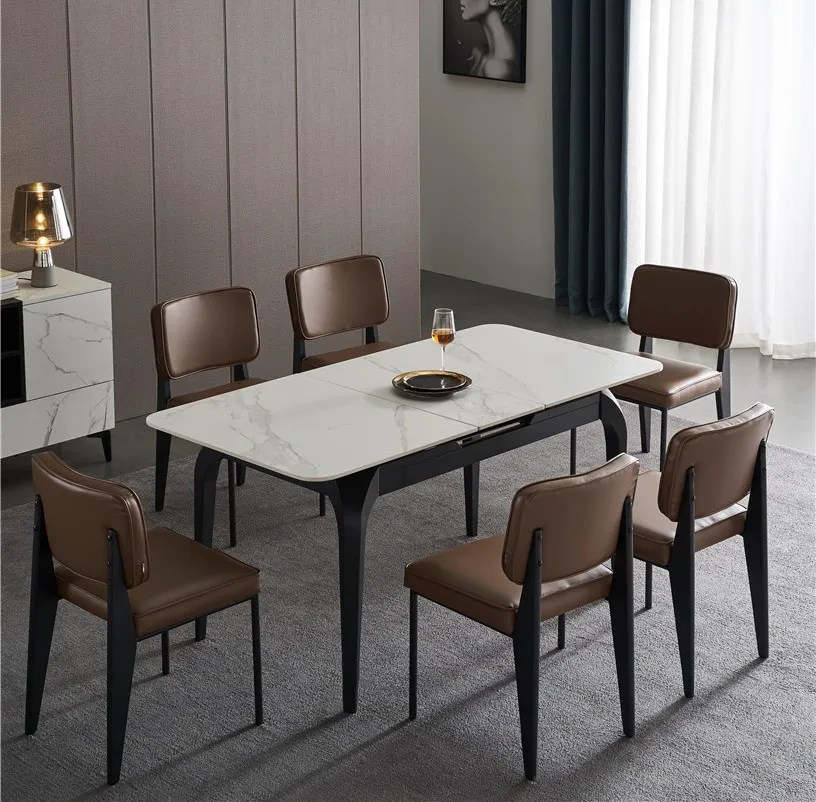 
Dining Table de Restaurant mdf Chinese Turkish Rustic Rectangular Live Edge Space Saving Expandable Extendable Dining Table 