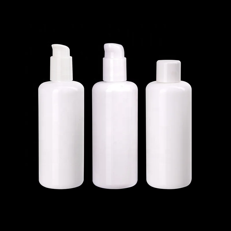 200ml glass bottle white plastic switch on-off pump bottle 200 ml opaque opal white glass cosmetic bottle for body lotion