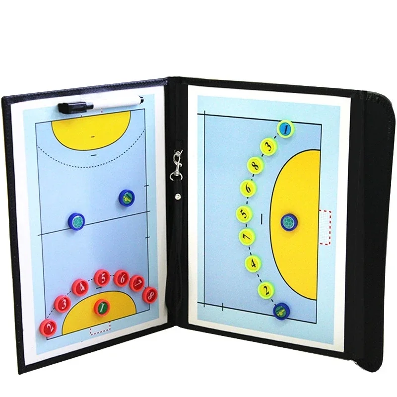 Portable Handball Tactical Board Basketball Board Tactic Foldable PU Handball Basketball Game Board Training Clipboard referee