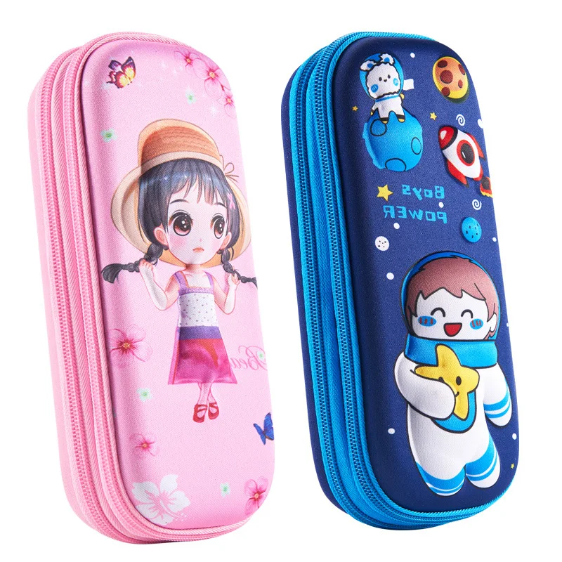 Cartoon 3D Pencil case Creative Large-capacity  2023  Two-Layer EVA Pencil Box for Children and Girls Pencil Bag