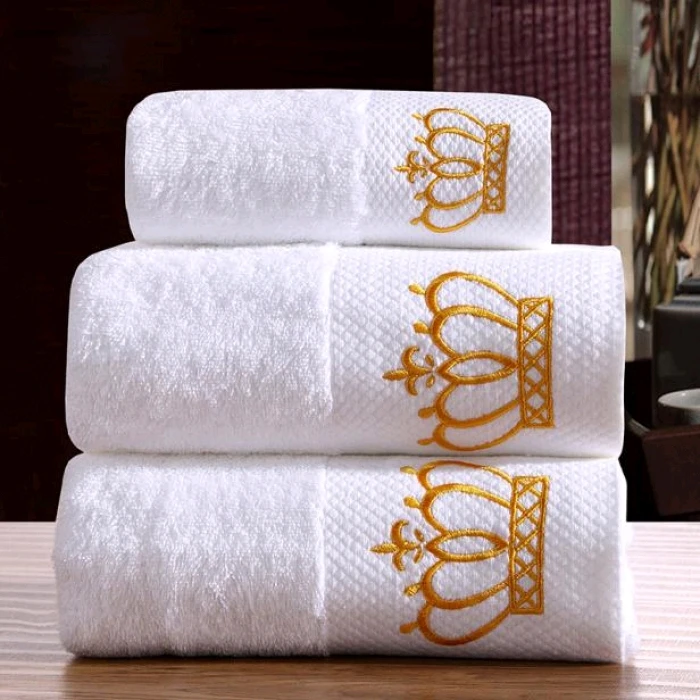 Hotel Cotton Towel Square Towel Set 16 Thread Spiral Platinum Wide Forged High Grade Embroidery Logo