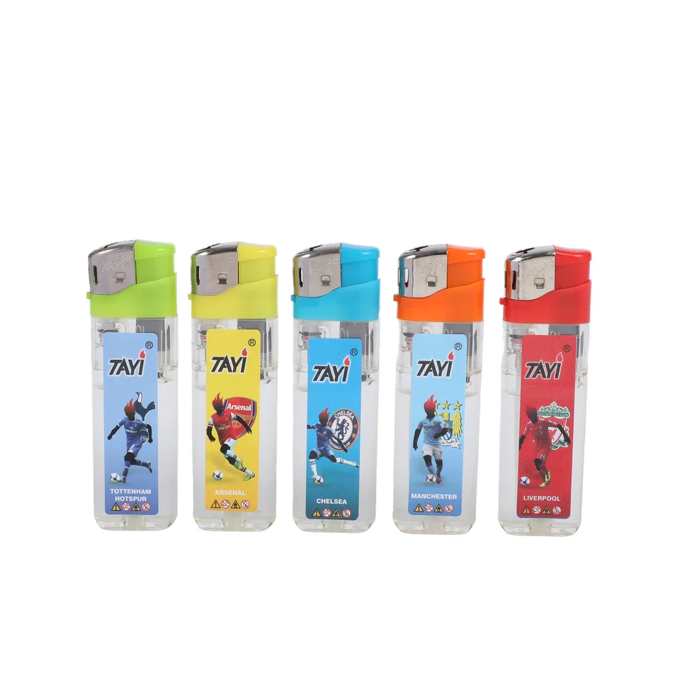 DQ581 Factory Price Electric Lighter Refillable Plastic with Customized Sticker Classic Design Wholesale Use Cigarette Smoking