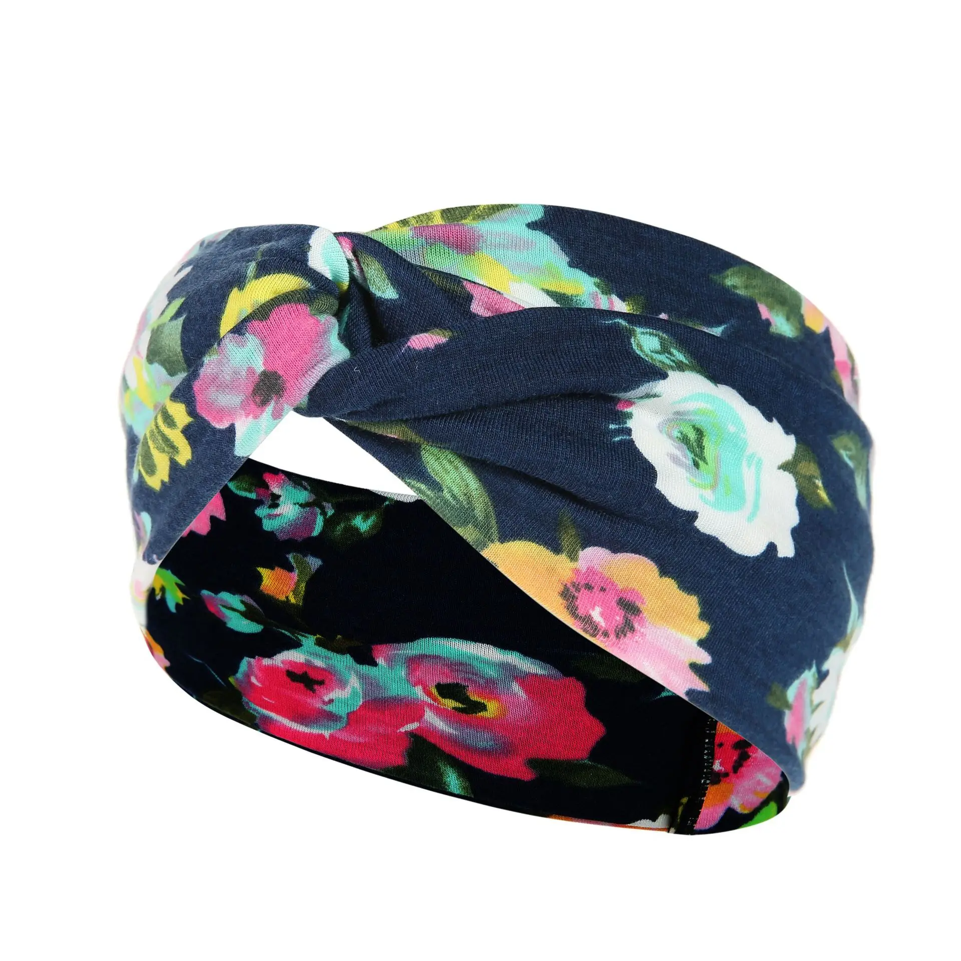 Wholesale printed Bohemian anti-slip anti-sweat twist cross knot elastic yoga exercise headband for men and women