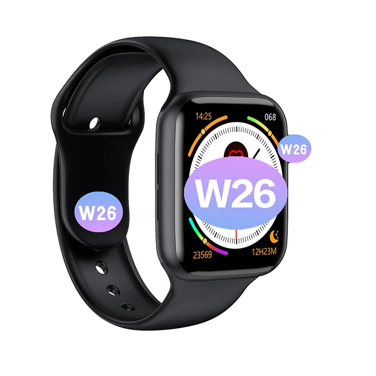 
2021 Smart watch W26 1.75 Full Touch 44mm Heart Rate Monitor IP68 Waterproof Series6 w26+ Smart Watch For Iphone 12 