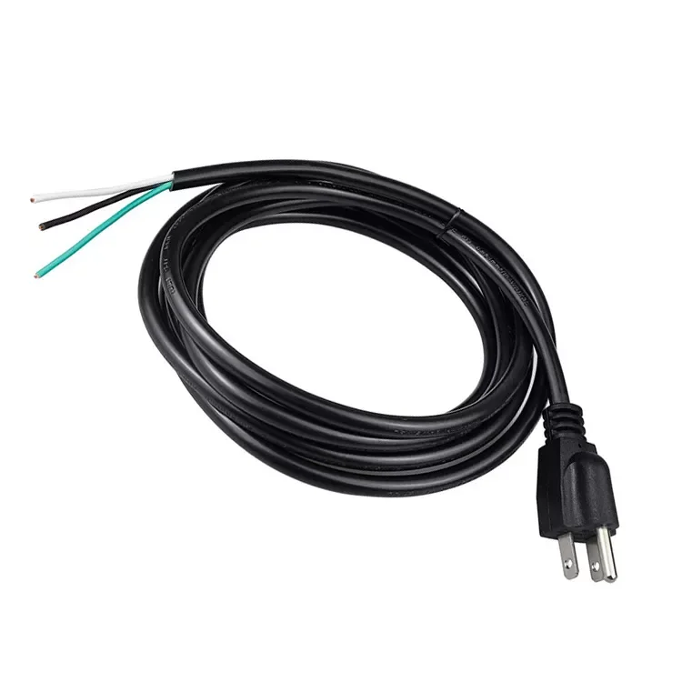Шнур переменного тока Pigtail 16AWG, 3 зубца, 6 футов, с открытым концом, 3 провода, Сверхмощный шнур питания SJT 16, 120 В переменного тока, NEMA 5-15P