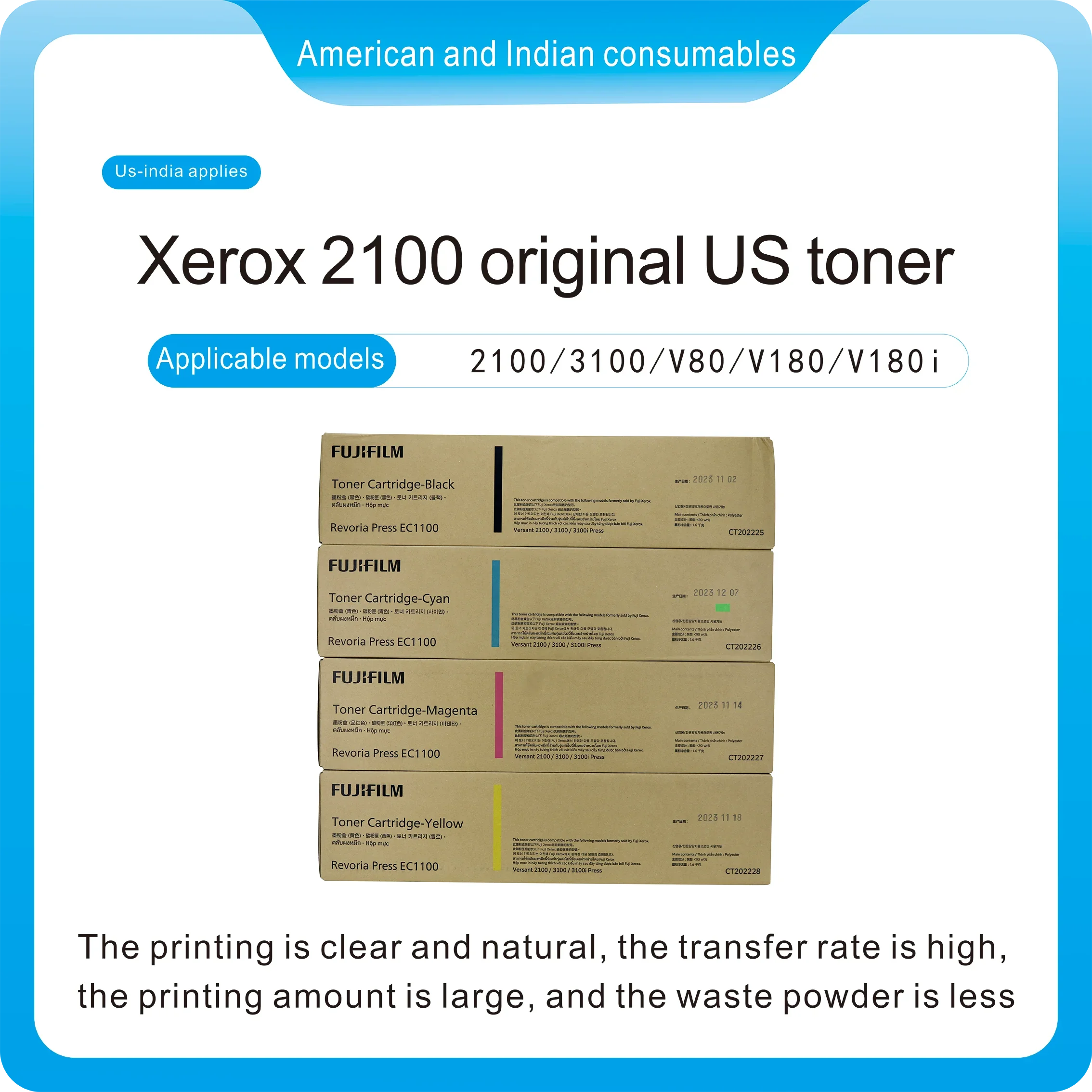 CT202225 CT202226 CT202227 CT202228 Xe rox 2100 Toner original 3100 Cartridge US Version Toner Color powder V80/V180/V170I/V180I