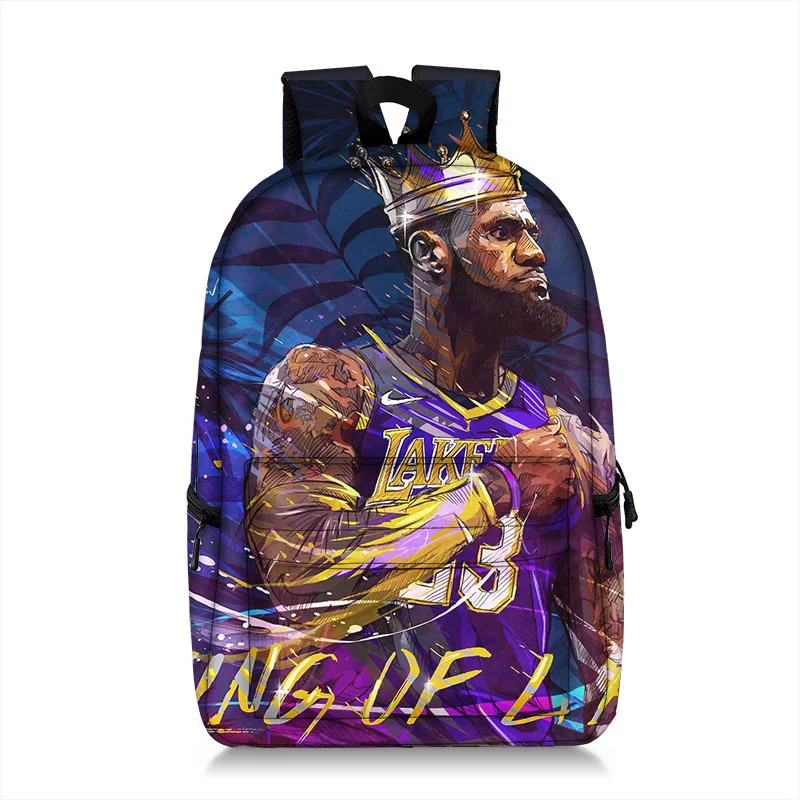 Basketball star printing high school student backpack polyester large capacity youth backpack student school bag can be custom