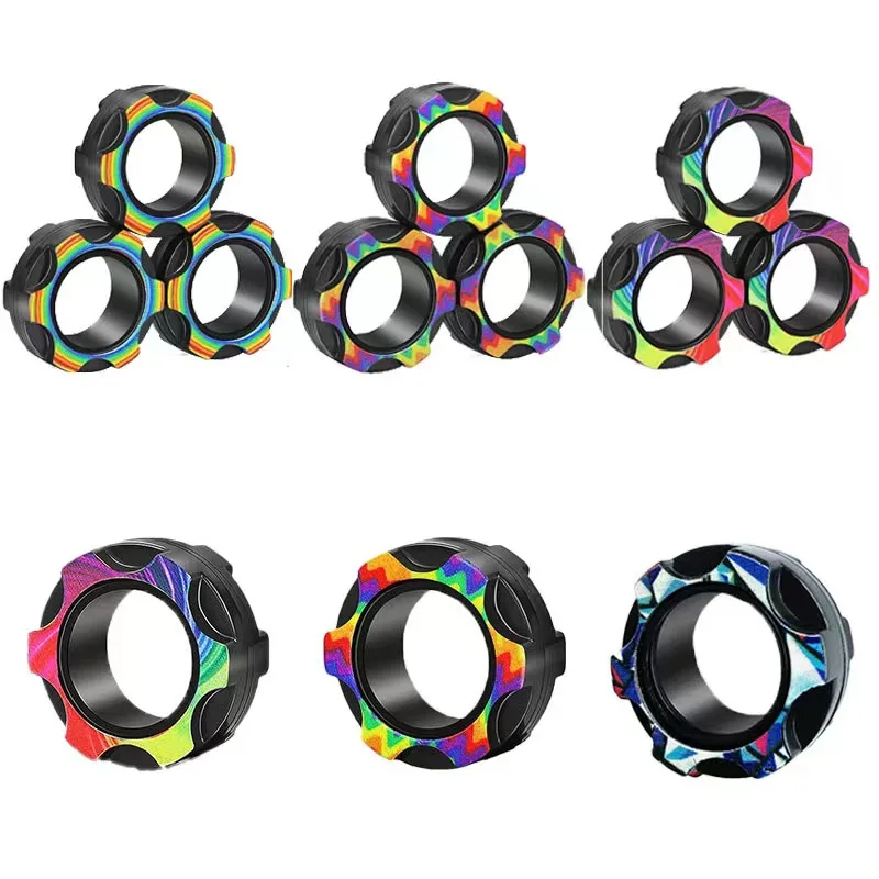 Newest  Fingers Magnet Rings Stress Relief Magical Toys for Training Relieves Autism Magnetic Ring Fidget Spinner Toys