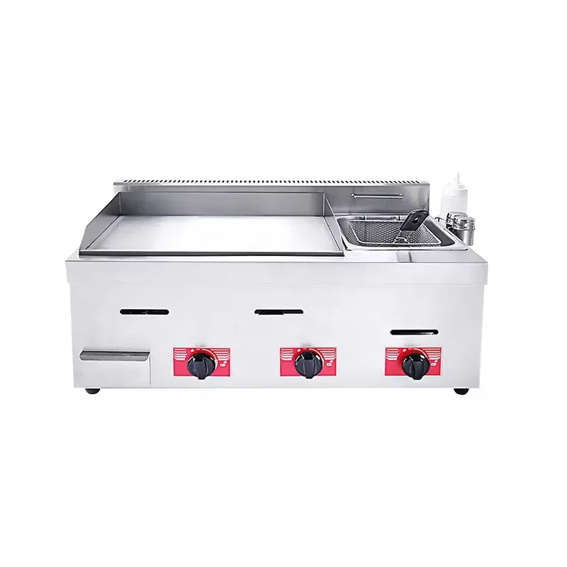 Hot sales Commercial Gas  Griddle  Stainless Steel Flat Plate  With Gas Fryer