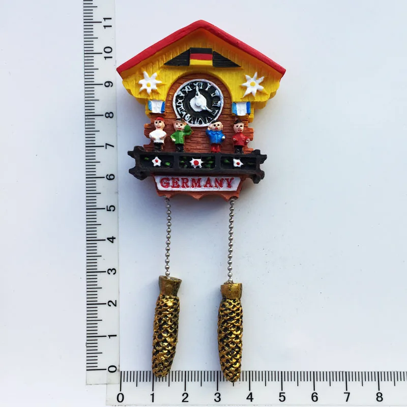 Germany Austria Switzerland travel souvenir resin crafts clock painted refrigerator magnet