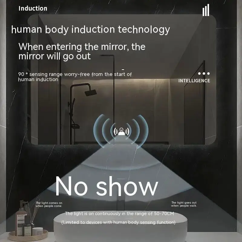 Customized led bathroom mirror backlight smart hotel bedroom defogging large espejo decorative mirror