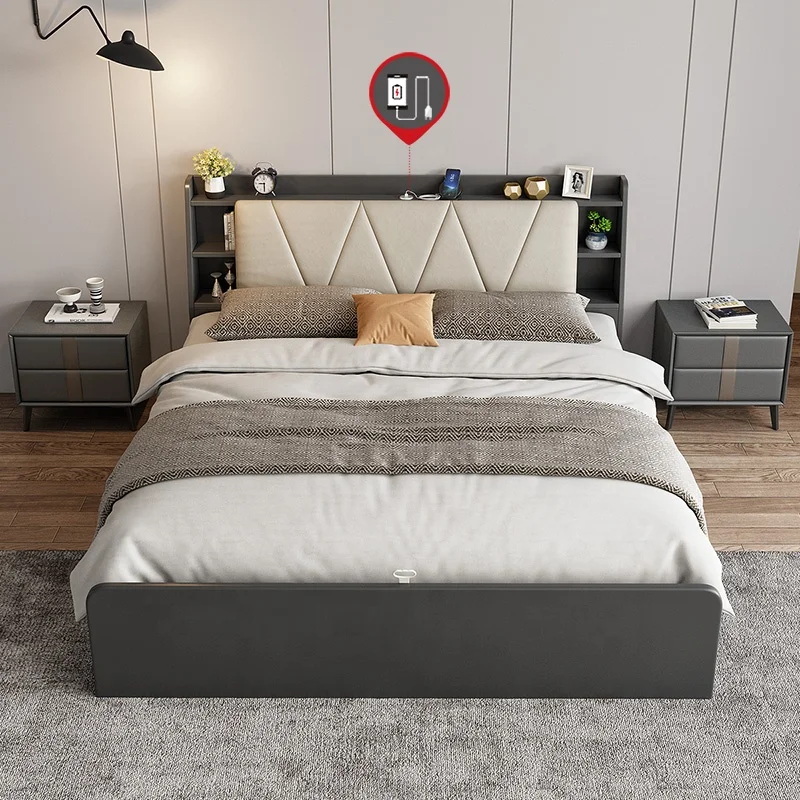 High Quality Bed Room Furniture Bedroom Double Size Storage Wooden Mattress Bed with Drawers