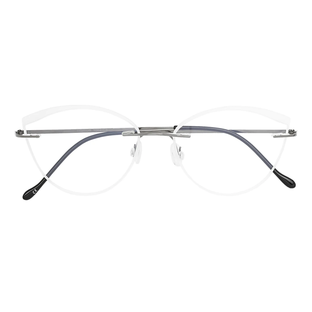 PP2046T новый дизайн cateye безободковые титановые оптические рамки с оправой