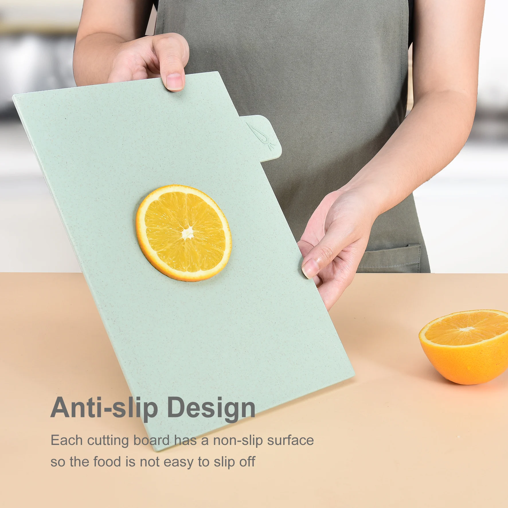 4 PCS Wheat Straw Plastic Chopping Board Set Raw and Cooked Food Cutting Board Non-slip Chopping Board with Storage Holder