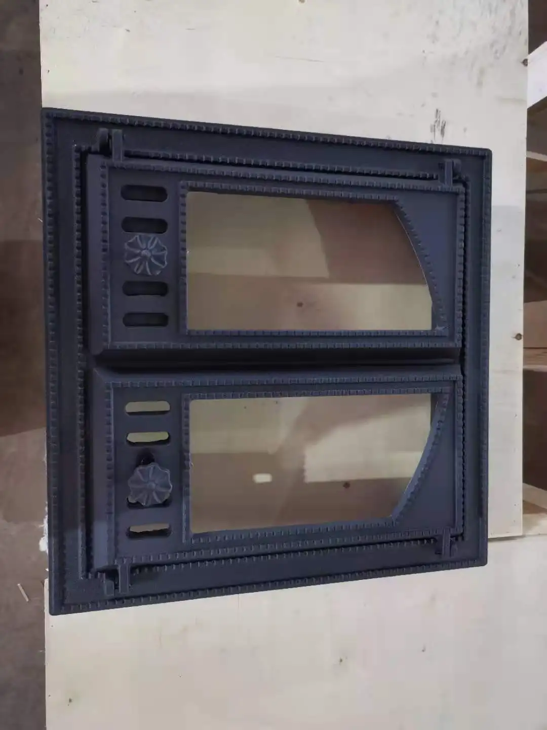 
K501 cast iron stove door with two glass 