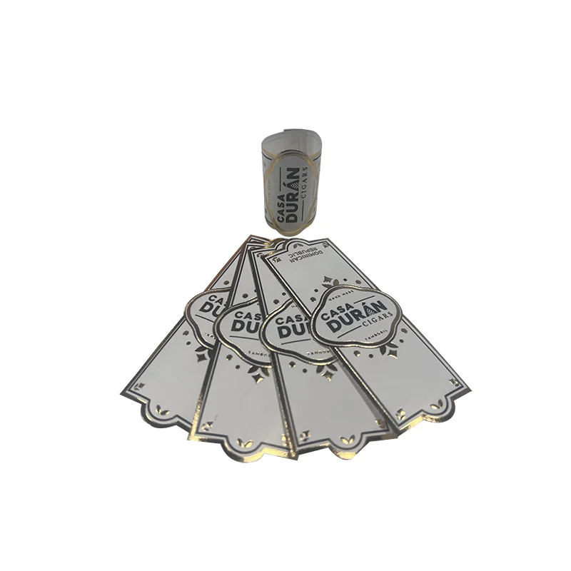 Custom Embossed Logo Cigar Band Label Stickers,Luxury Textured Gold Foil Hot Stamping Varnishing Packaging Labels Printing