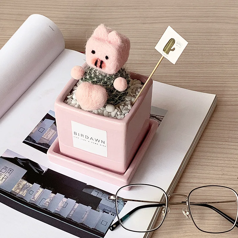 Funny Flower Pot Accessories Cute Animal Hairball Plant Pot Fittings