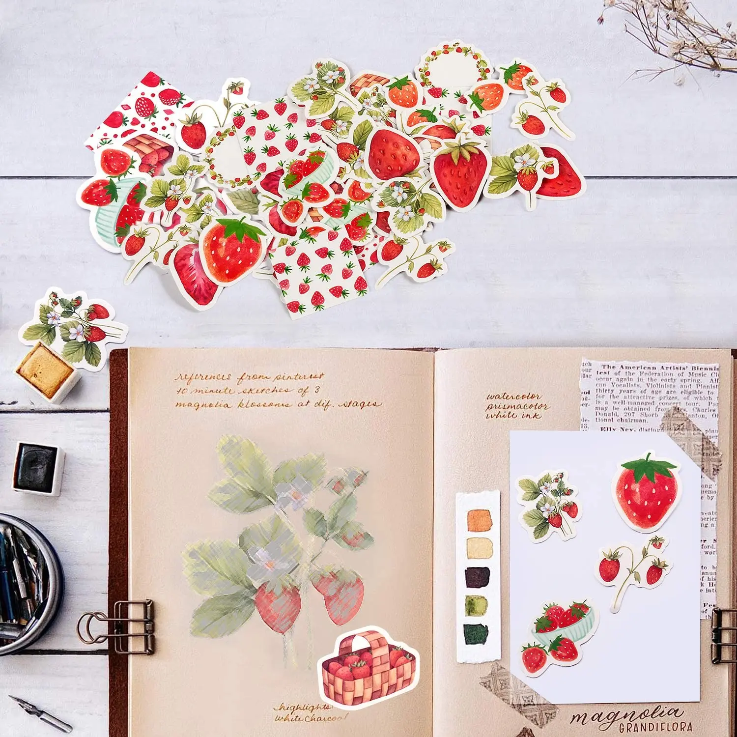Strawberry Scrapbook Stickers Strawberry Phase Scrapbook Decals Small Size Strawberry Style DIY for ArtsScrapbook
