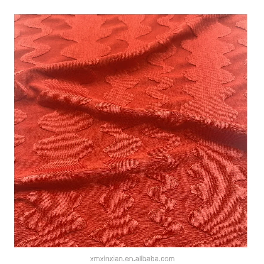 XA3436-TR recycled sustainable textured poly spandex knitted jacquard swimwear bikini fabric elastic eco 4 way stretched