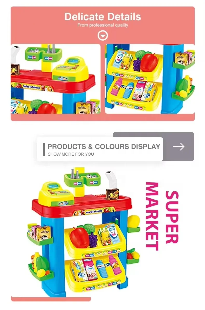 Simulation pretend play game supermarket cash register toy for kids