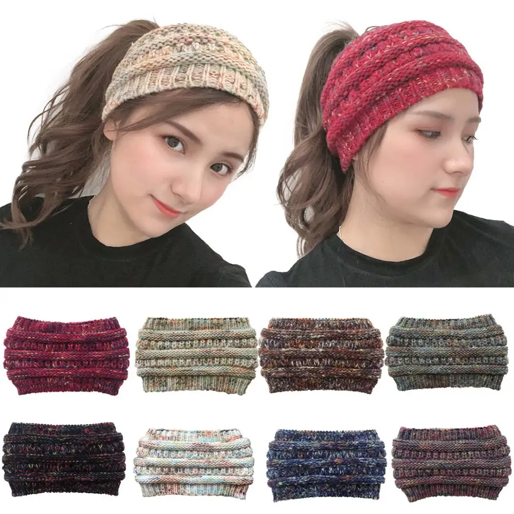 Colorful Knitted Crochet Twist Women Headband Winter Ear Warmer Elastic Hair Band for Women Wide Hair Accessories