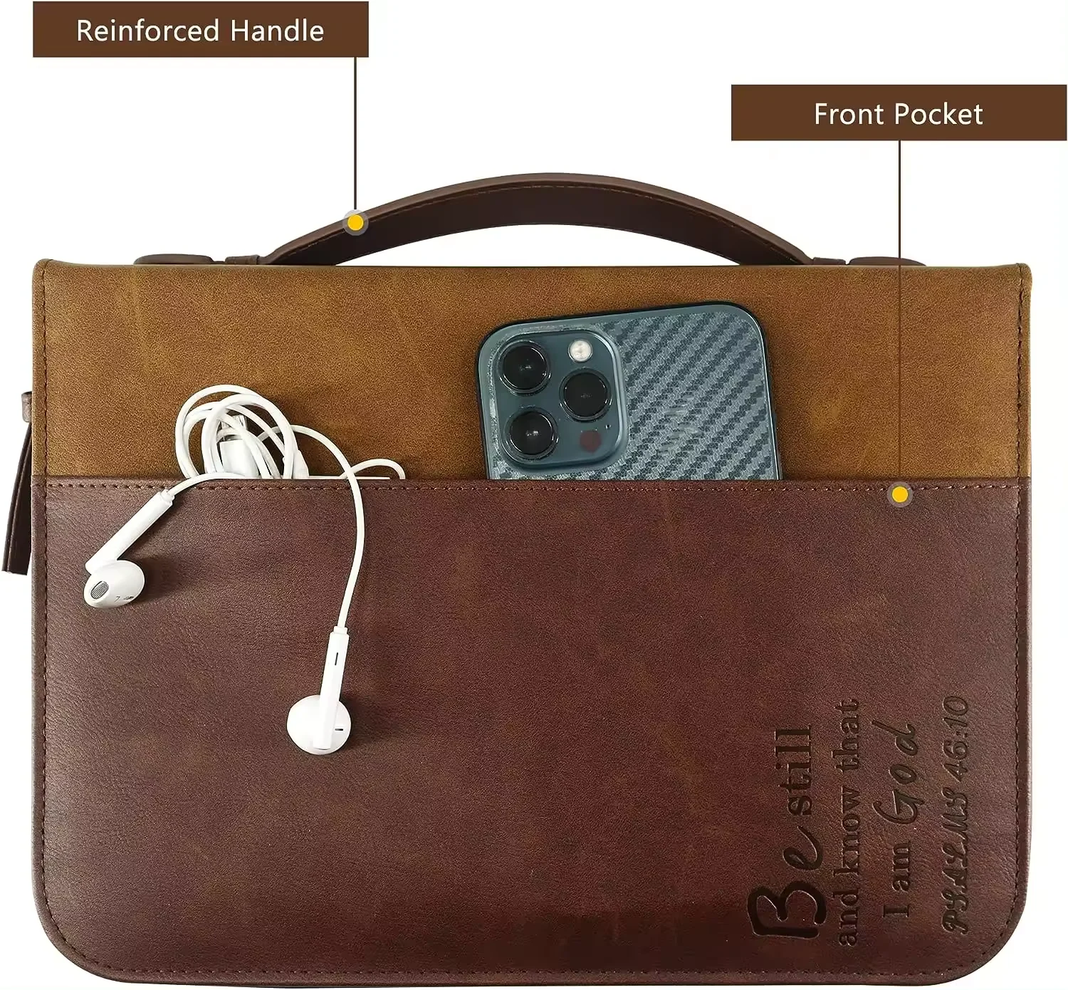 Custom High quality portable hard shell  PU  Leather  case for free pocket customized bible cover book case church bible bag