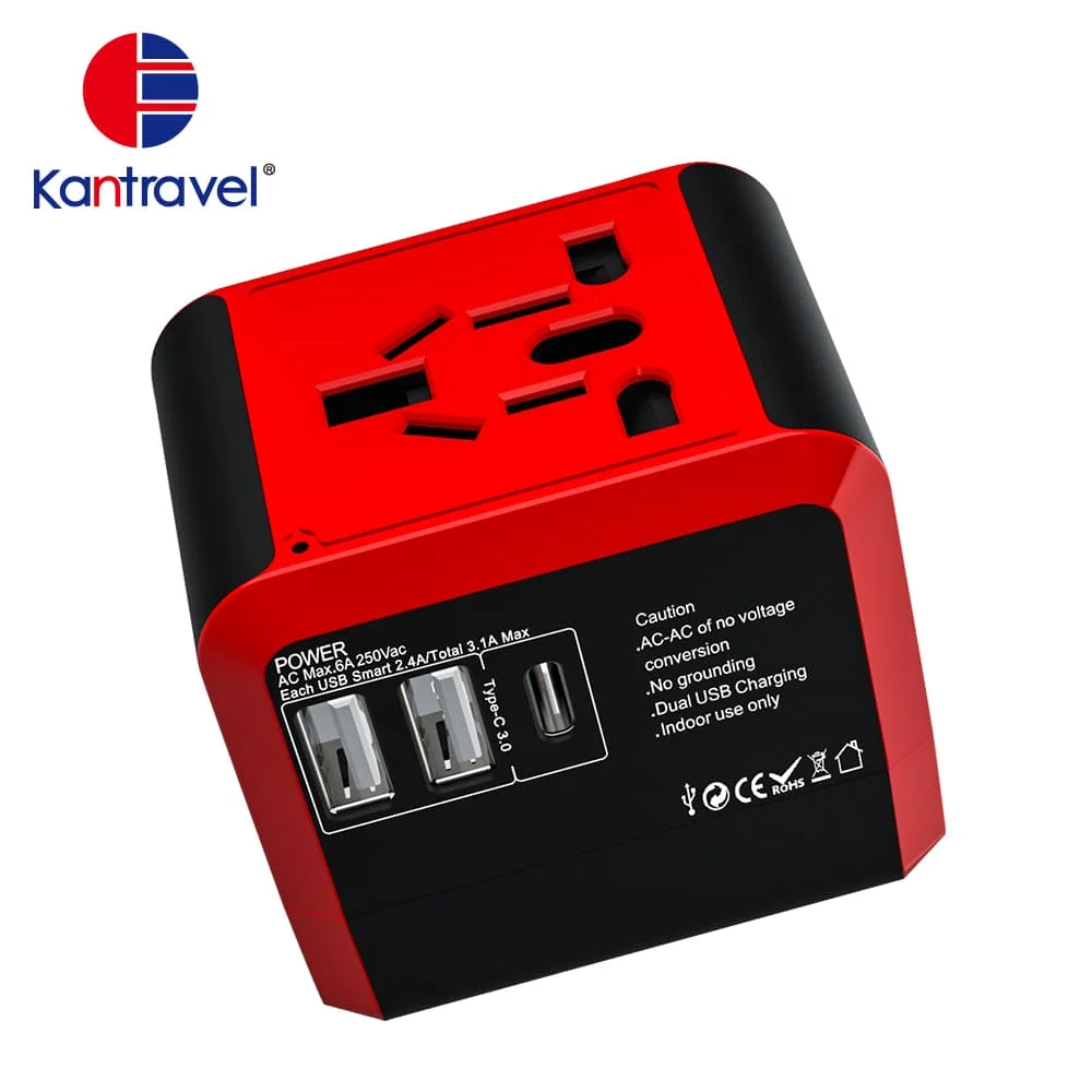Free Shipping Universal Travel Adapter 2 usb 1 Type-c Plug Output 3.1A USB Charger electrical plug Socket