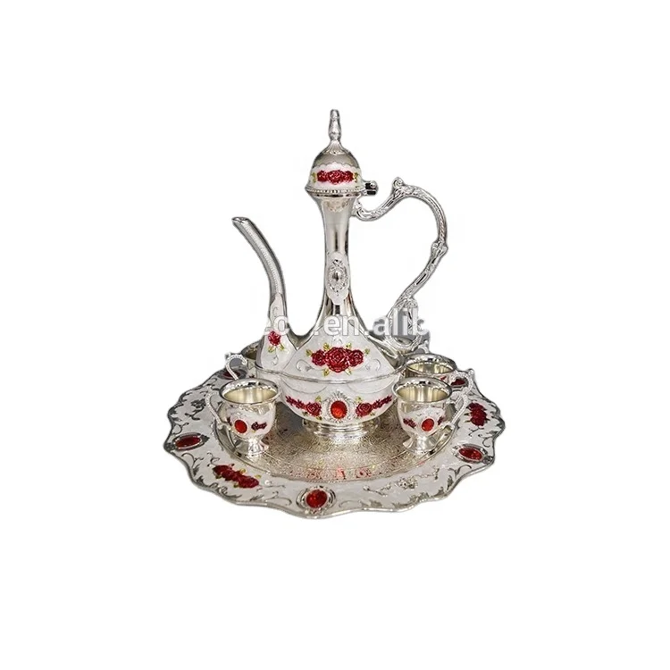 Arabic Indian Muslim gift ancient colorful Dallah tea coffee cup zemzem set