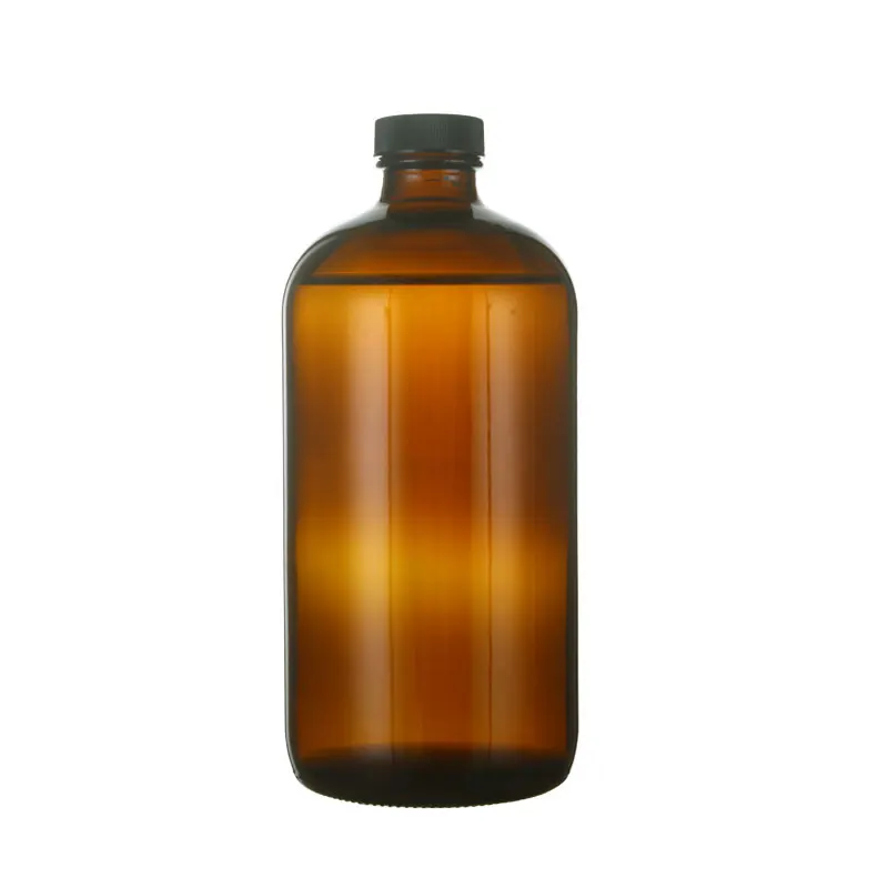 
8oz 16oz 250ml 500ml Clear Amber Boston Round Glass Lotion Soap Bottle with Black Pump Dispenser 