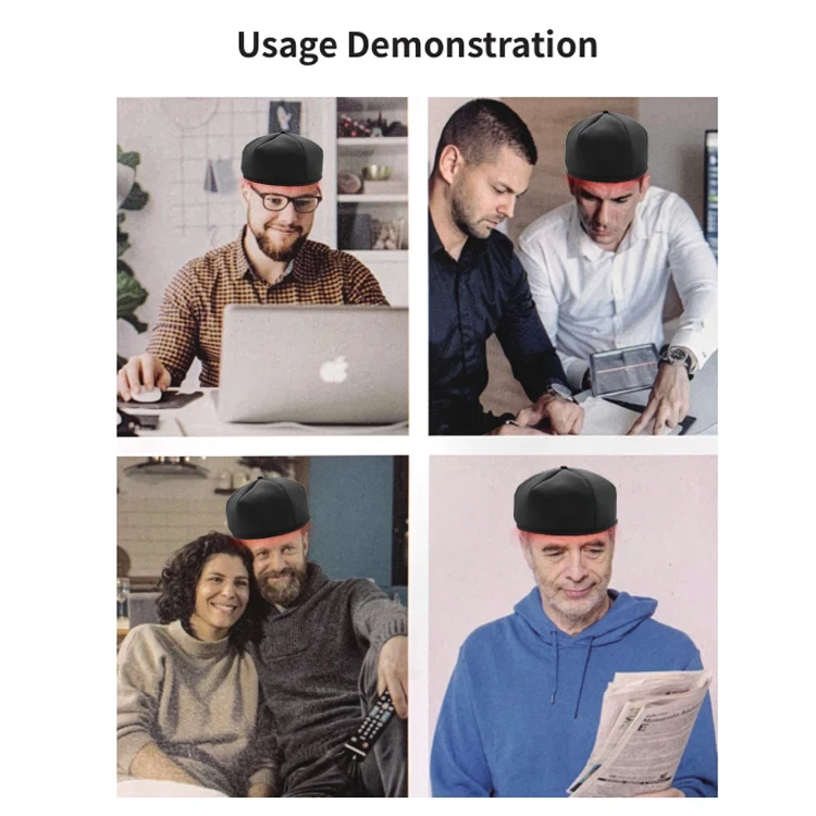 Hot Sale Neoprene 100 Red Lights 660NM 850NM Therapy Hair Regrowth Treatment Gray and White Hat Helmet Headgear for Men&Women