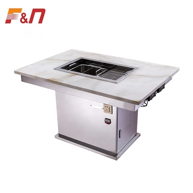 Hot Selling Custom Korean Bbq Grill Square Smokeless Restaurant Electric Hot Pot Table