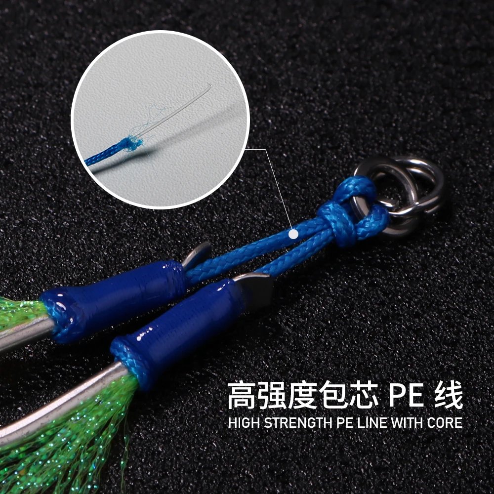 Jigging pro High Carbon Steel Sharp Fishing Hook 1/0 2/0 3/0 4/0 5/0  Metal Jig hook For Fishing Double Assist Hook Fishing