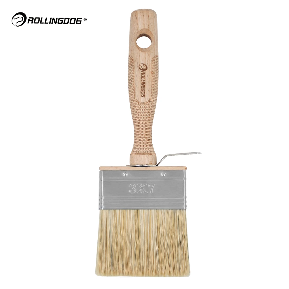 ROLLINGDOG DOBERMAN 10321 Woodmaster Stain Brush with Imitation Bristle and Laser Engraving beech wood handle