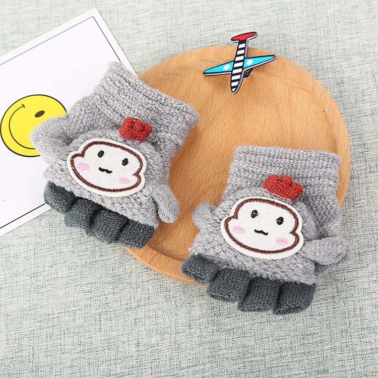 Popular Children Monkey Knitted Fingerless Gloves Mittens Kids Gloves