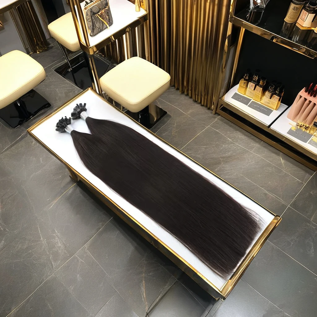 Super double drawn I tip high quality  hair extension    flat tip 100% Human Hair Russian  U  Tip