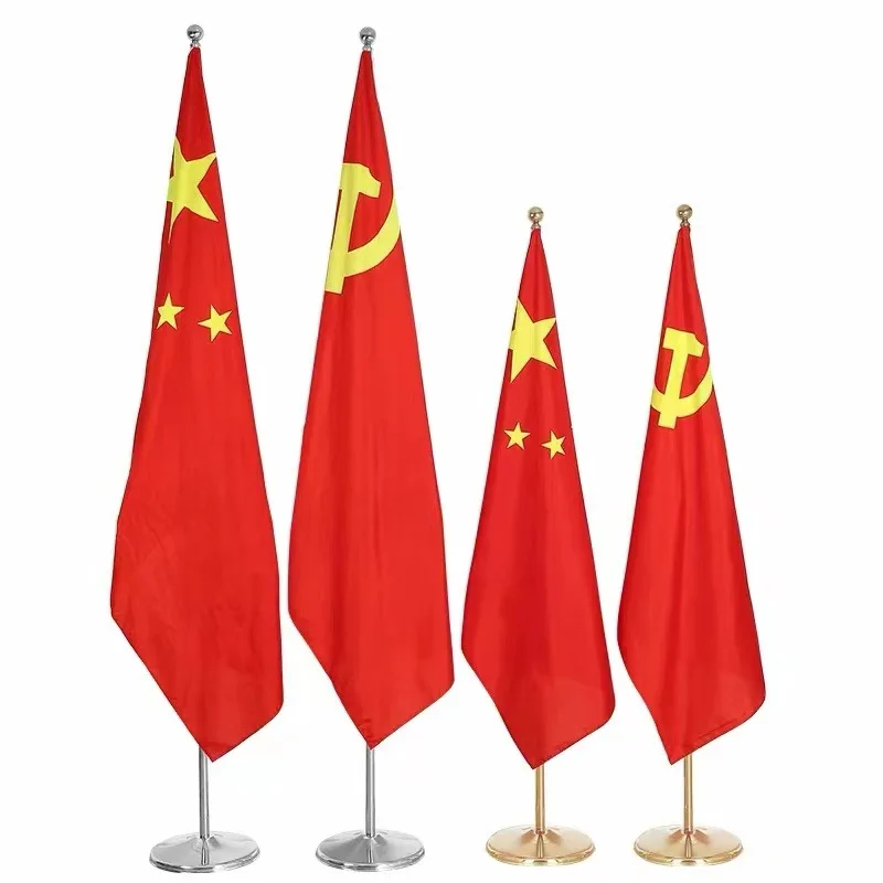 China Factory Sell Flagpole High Quality 2M 2.6M 3M Flag Pole Stainless Steel Flag Conference Office Indoor Flag With Base Stand