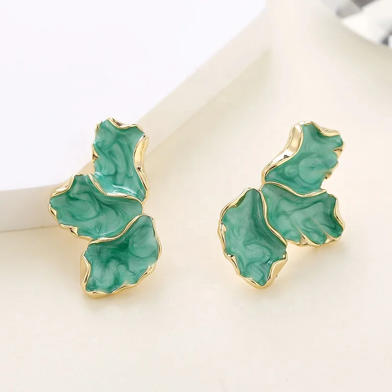 Fashion Jewelry Earrings Maple Leaf enamel Flower Colorful earrings Cute luxury colorful petal earrings for women