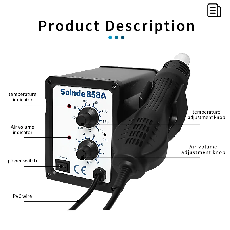 SLD-858A Hot Air Gun Soldering station estacion de calor station de soudure a air chaud SMD Hot Air Soldering Station