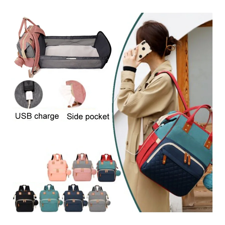 Amazon Hot Sale Multi functional Custom Logo Travel Maternity Bag Baby Waterproof  Diaper Bag Large Capacity Backpack Bags