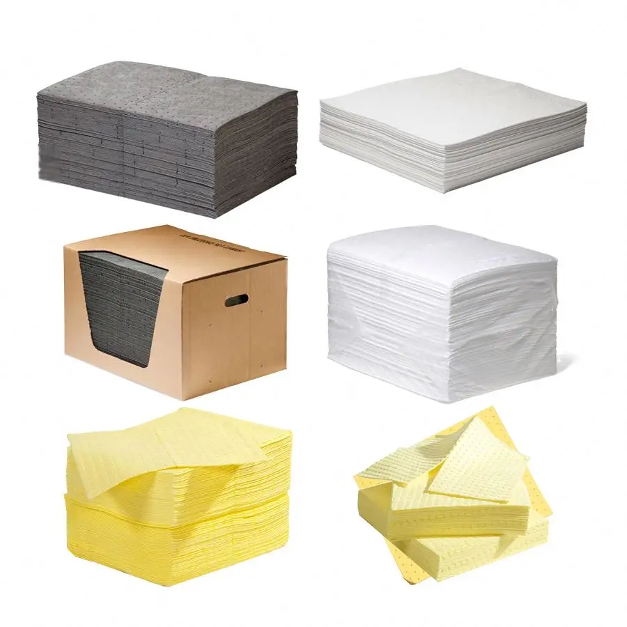 Disposable Absorbent Sheet Oil Spill Control Rope Bonded Pads Used For Fuel Tank Leakage 100 Polypropylene Seal Shock Food