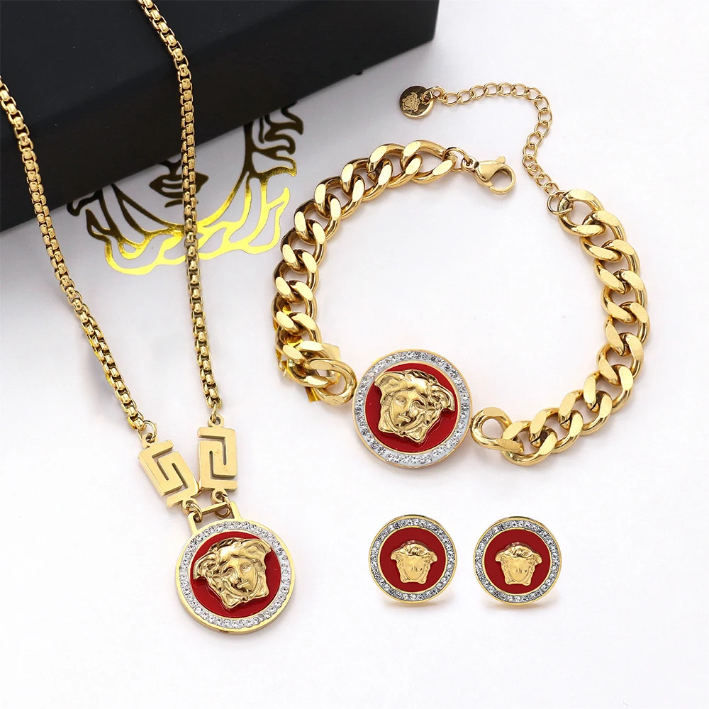 Комплект из колье, серёг и браслета, из нержавеющей стали