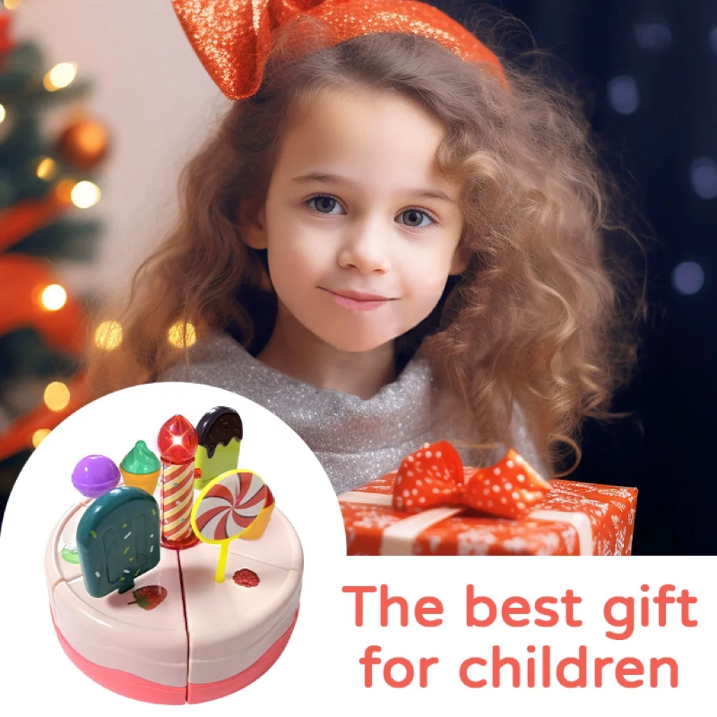 Baby 2-4 Year Pretend Play Preschool Kitchen Food Toys Birthday Cake Toy Pretend Play Toy Cake