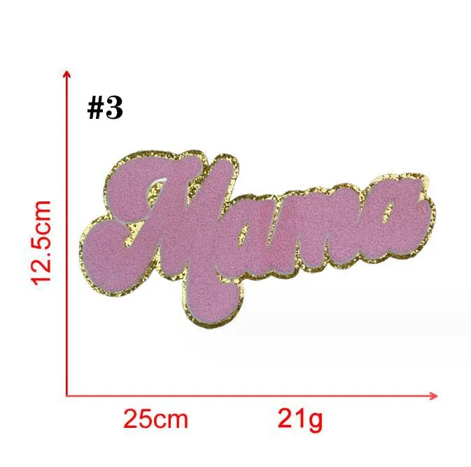 Glitter Chenille Mama Patches Heat Press Patches