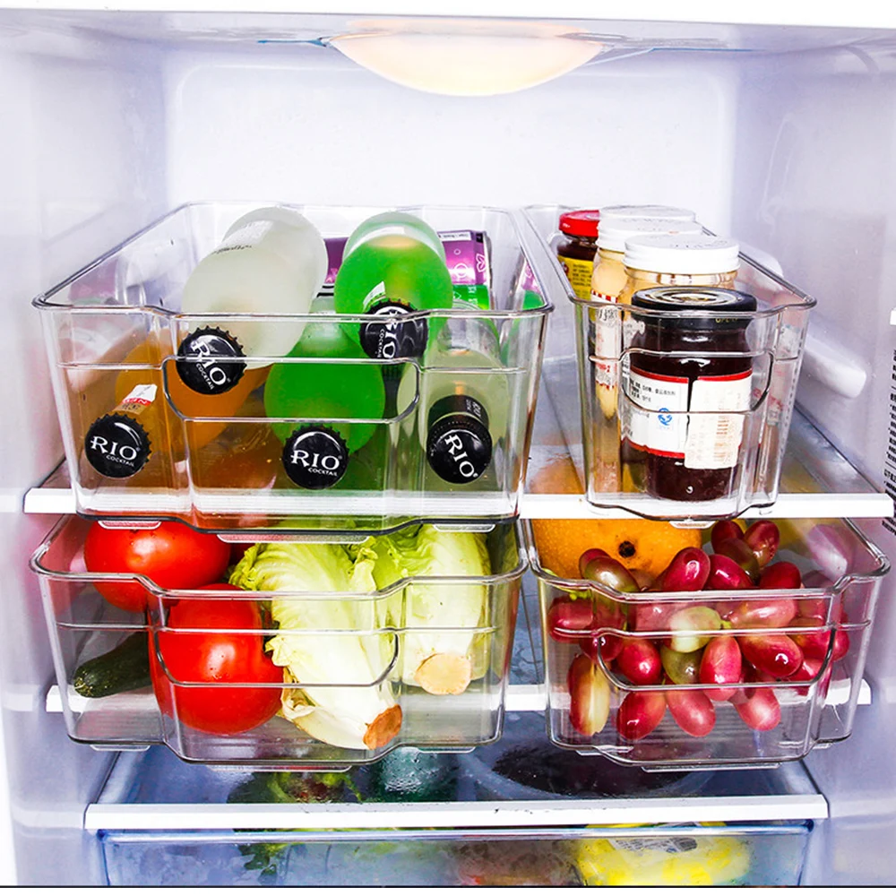 Cheap transparent kitchen acrylic refrigerator bins