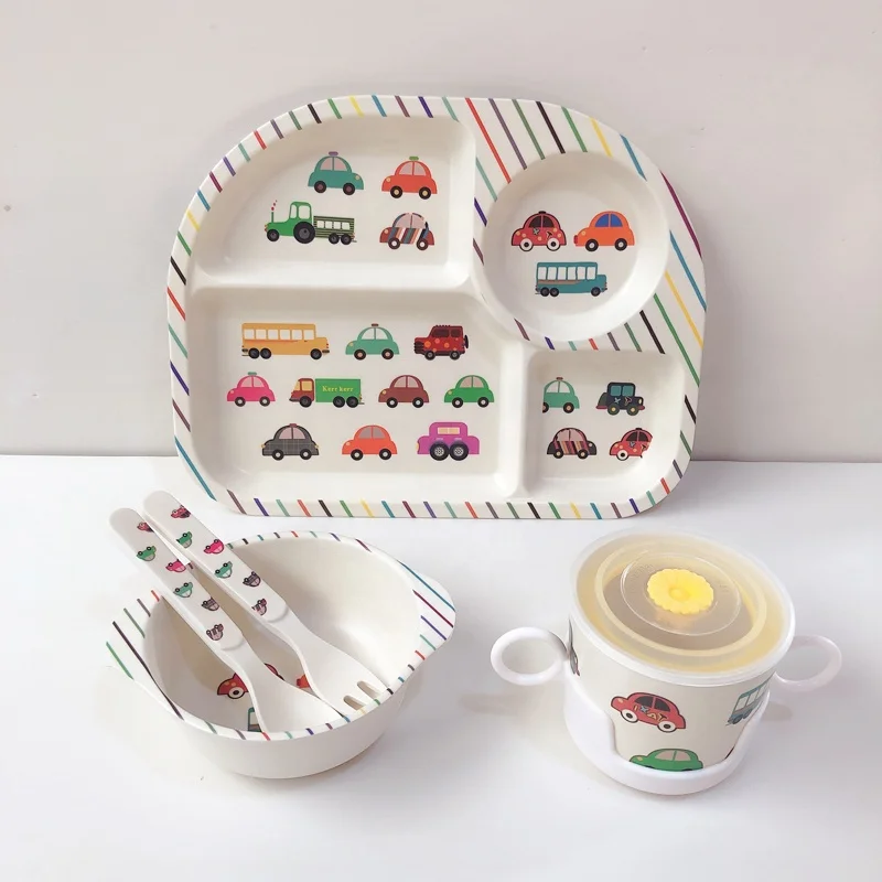 Cheap items and ecofriendly bamboo fiber kids plate sets